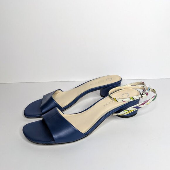 Alterre Interchangeable Navy Blue Sandal Womens 8 Leather Strappy Casual Comfort - Picture 3 of 9